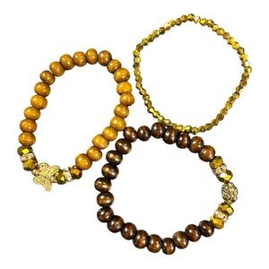 Set of 3 Earthy Beaded Bracelets